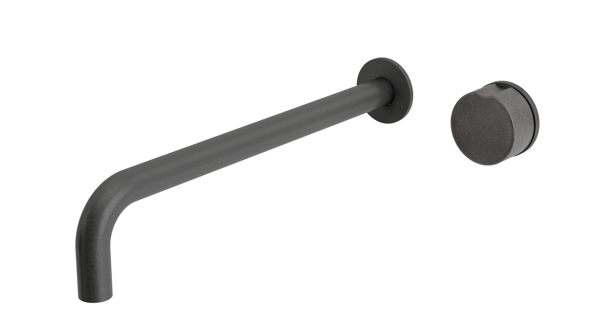 Foundry One Handle Wall Mount 12" Lavatory Faucet with Pebble Ceramic Knob Handle in Blackened Nickel