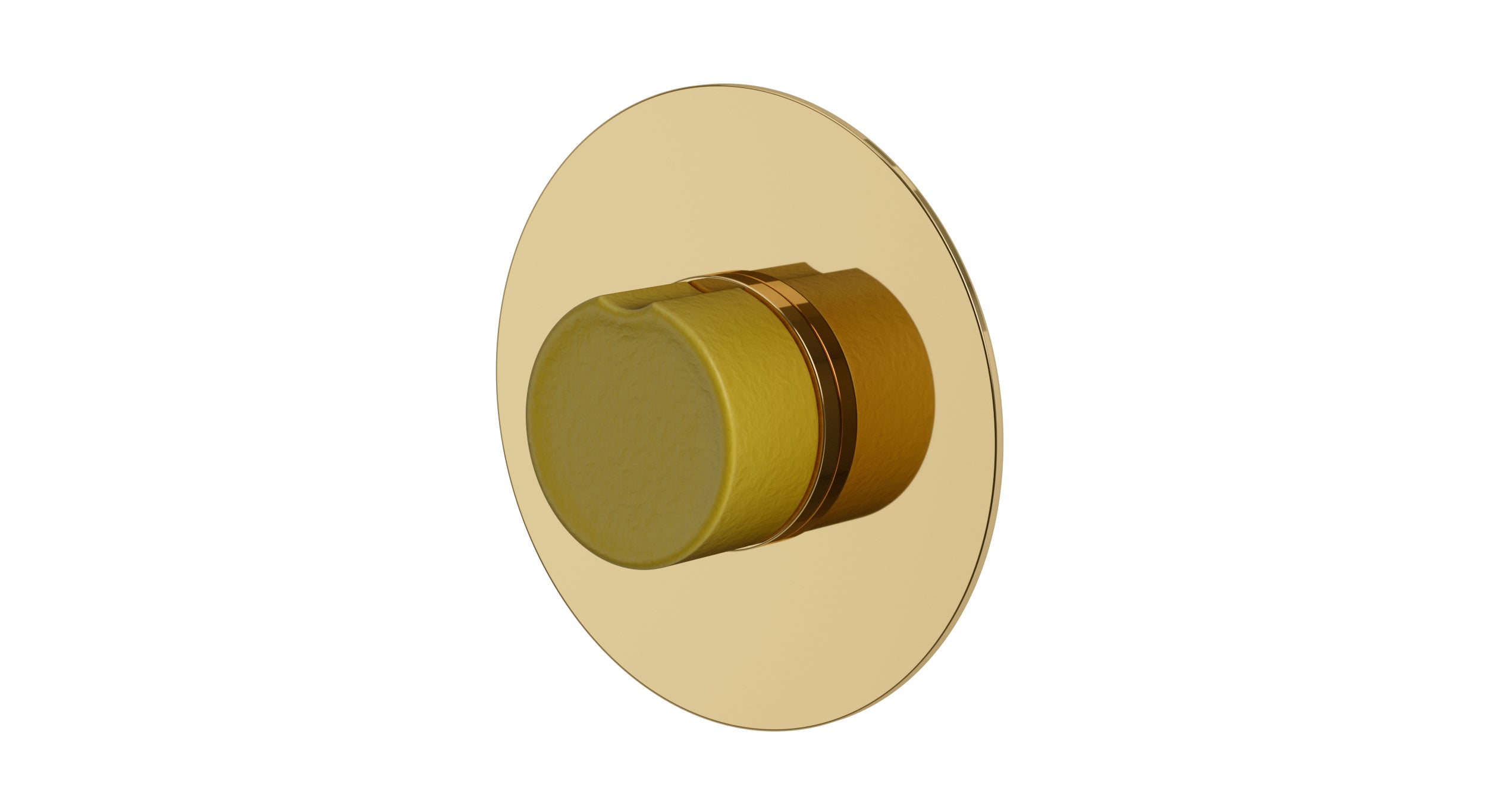 Foundry One Handle Wall Mount Shower Trim with Groove Ceramic Knob Handle in Polished Brass