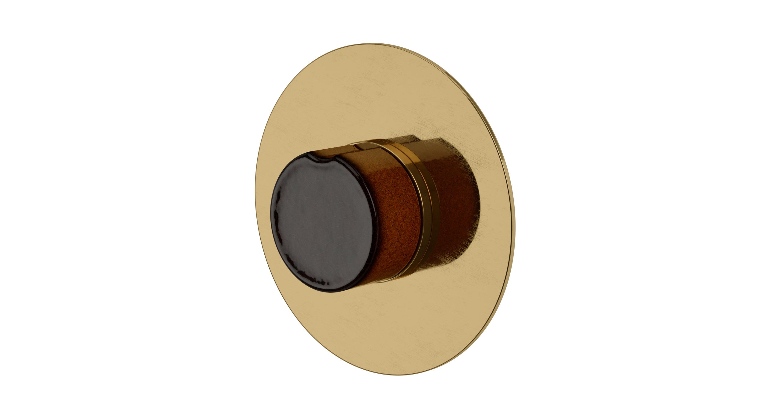 Foundry One Handle Wall Mount Shower Trim with Groove Ceramic Knob Handle in Uncoated Polished Brass