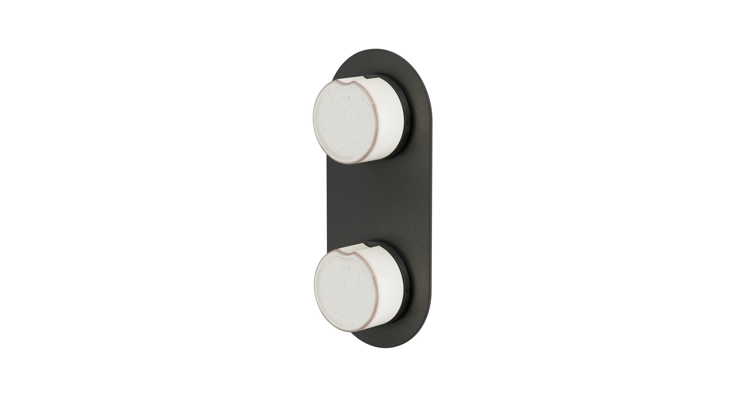 Foundry Two Handle Wall Mount Shower Trim with Groove Ceramic Knob Handles in Blackened Nickel