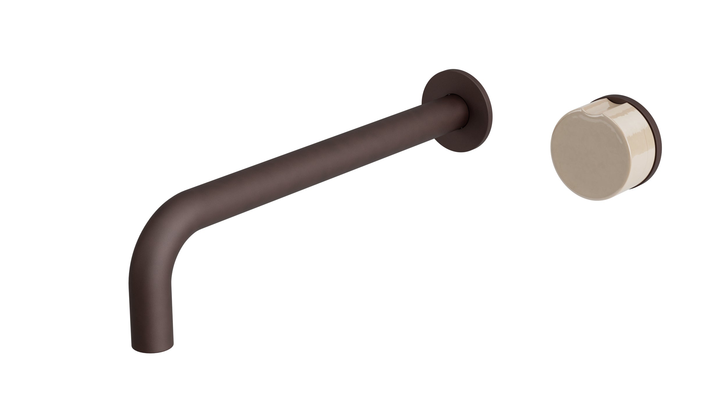 Foundry One Handle Wall Mount 10" Lavatory Faucet with Groove Ceramic Knob Handle in Architectural Copper