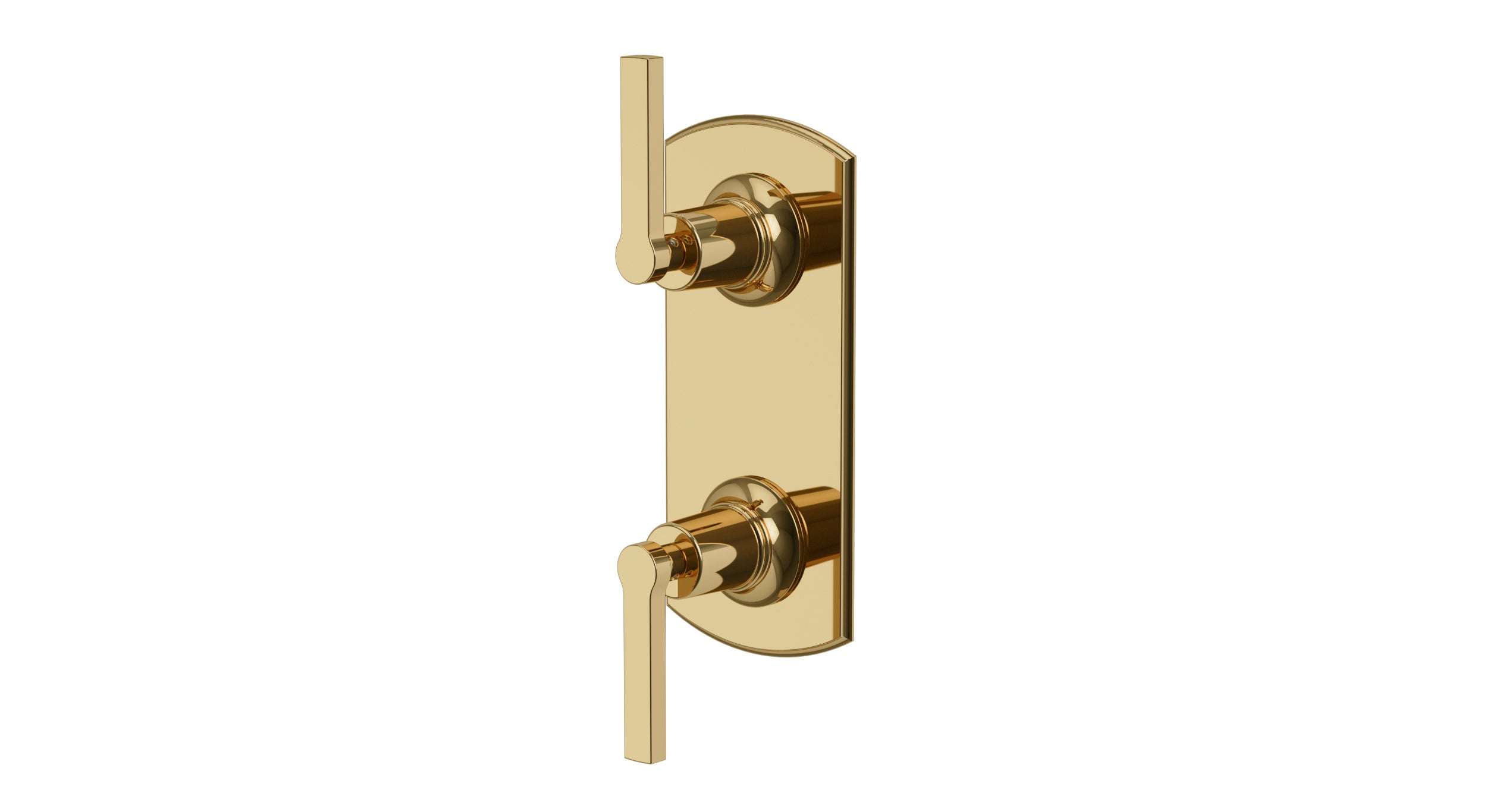 Emerson Two Handle Wall Mount Shower Trim with Classic Lever Handles in Polished Brass