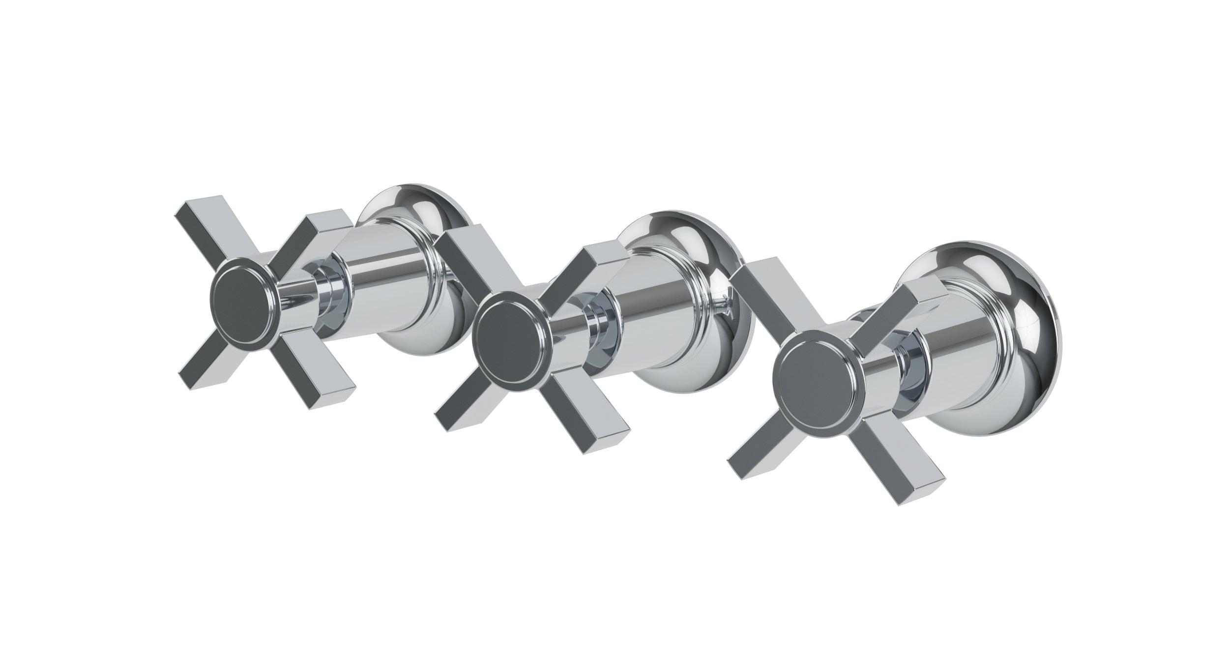 Emerson Three Handle Wall Mount Bath Trim with Diverter/Volume Control and Defined Cross Handles