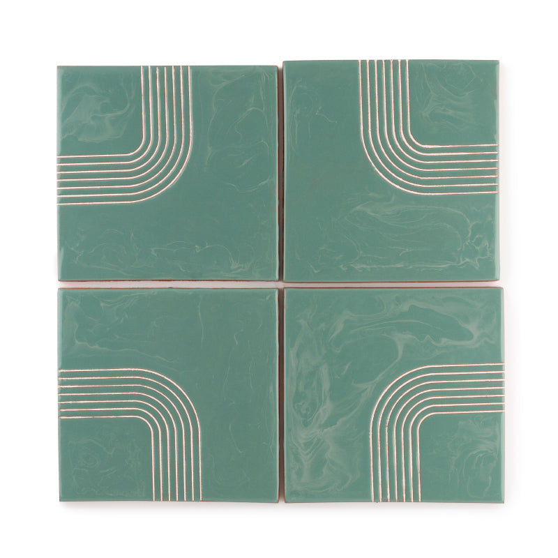 4x4 Handpainted Tile Roundabout 2 in Fresco