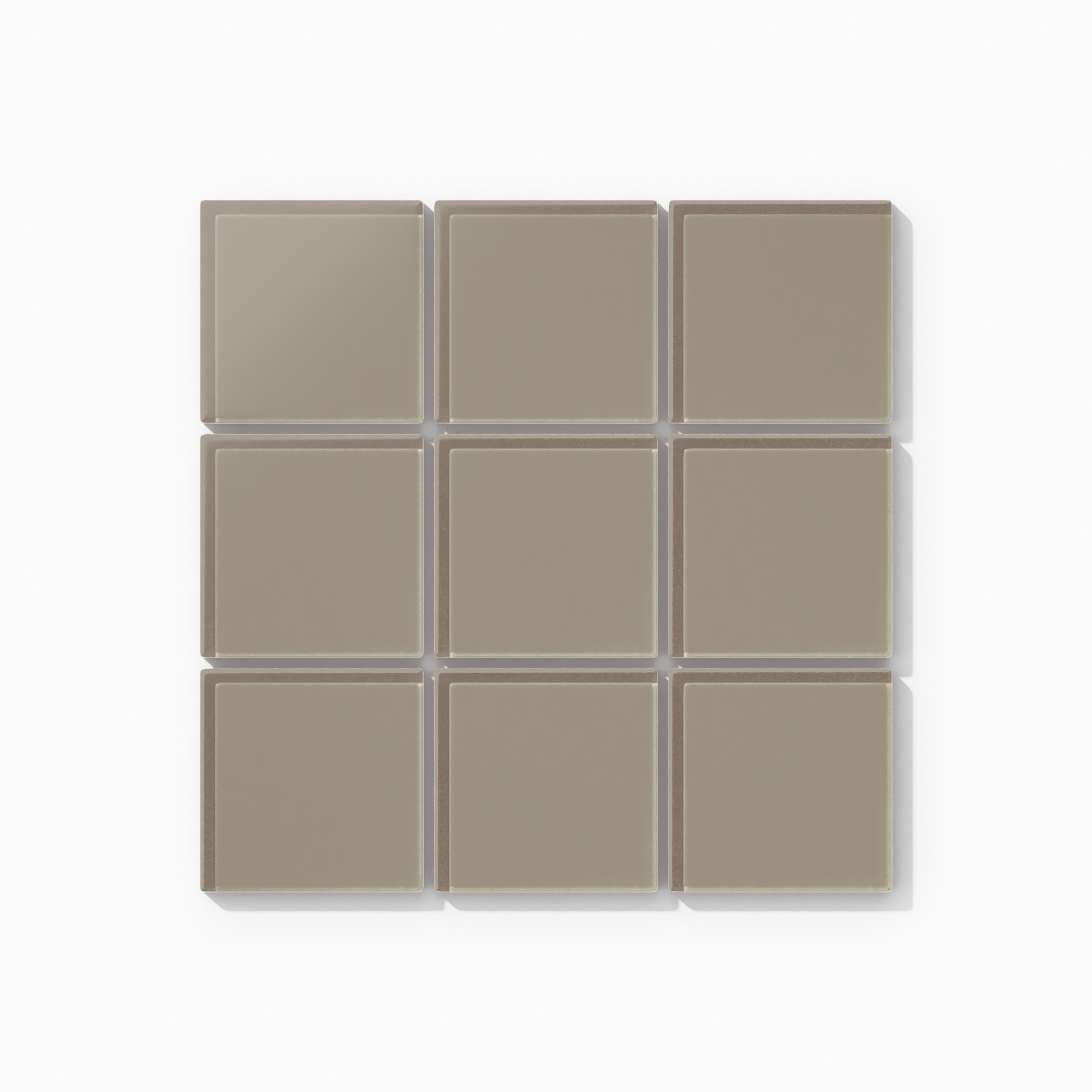 3x3 Straight Set Sheeted Glass Mosaic Tile in Quail Matte
