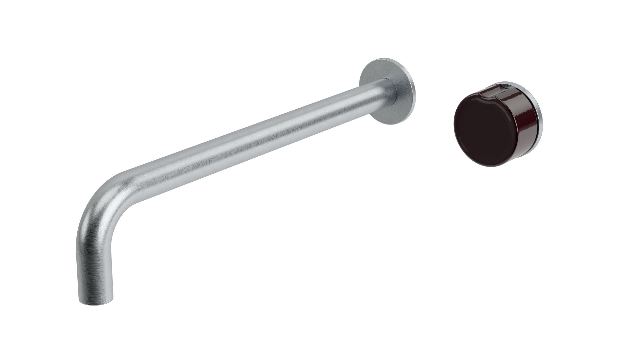 Foundry One Handle Wall Mount 12" Lavatory Faucet with Groove Ceramic Knob Handle in Satin Chrome