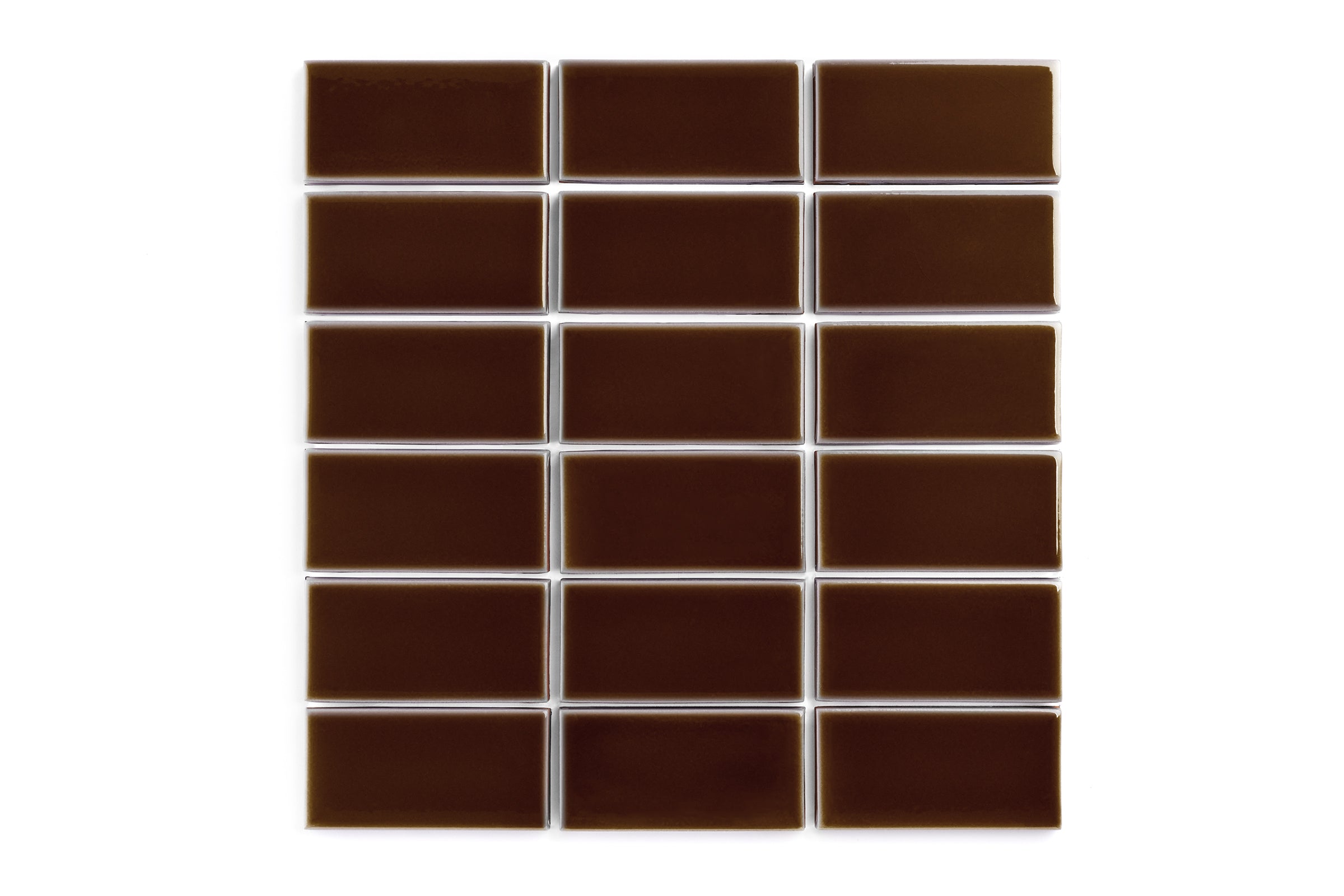 2x4 Straight Set Sheeted Original Ceramic Mosaic Tile in Garnet Gloss