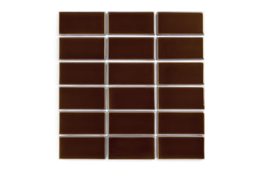 2x4 Straight Set Sheeted Original Ceramic Mosaic Tile in Garnet Gloss