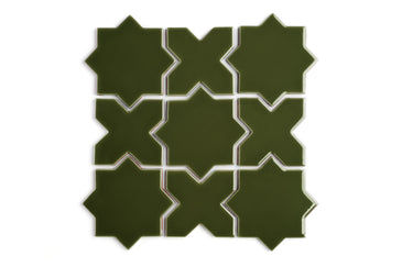 Mini Star & Cross Original Ceramic Tile in Lone Pine Gloss