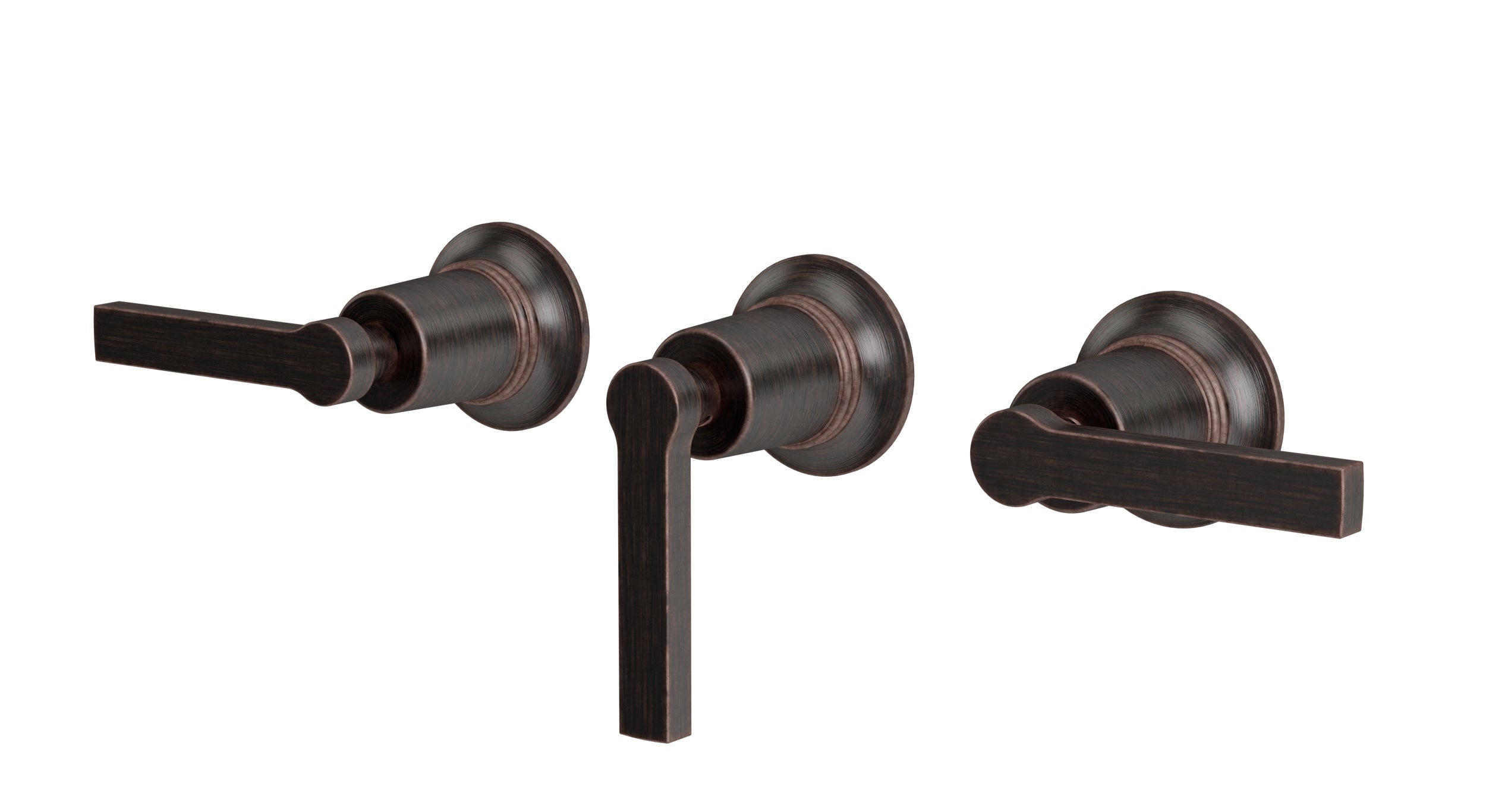 Emerson Three Handle Wall Mount Bath Trim with Diverter/Volume Control and Classic Lever Handles in Antique Bronze