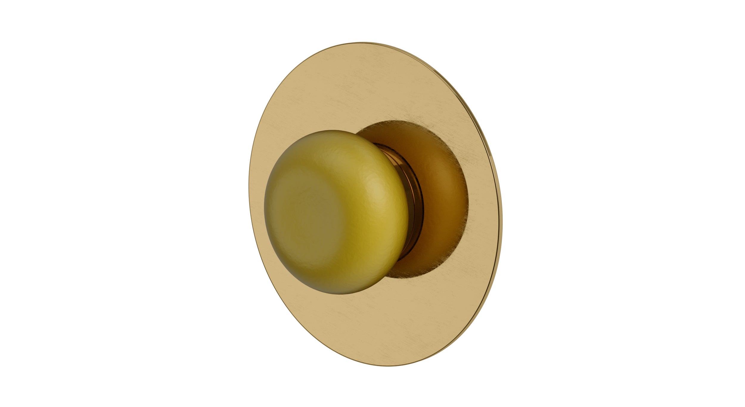 Foundry One Handle Wall Mount Shower Trim with Pebble Ceramic Knob Handle in Uncoated Polished Brass