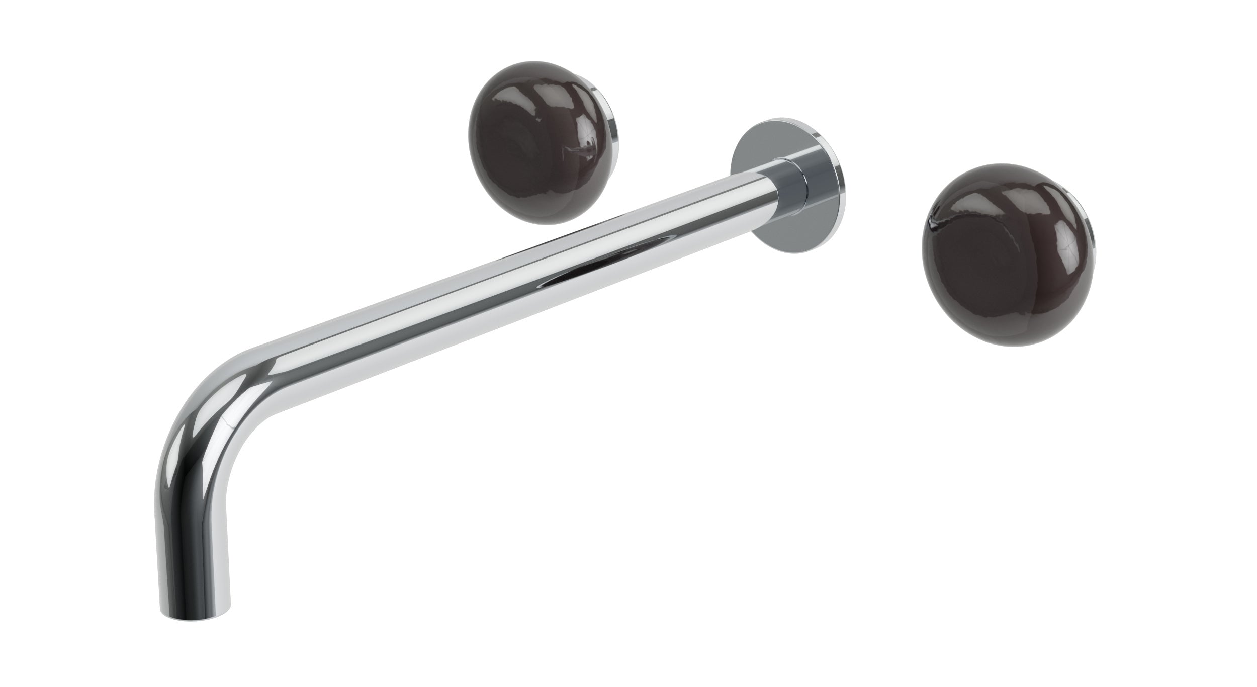 Foundry Two Handle Wall Mount 12" Lavatory Faucet with Pebble Ceramic Knob Handles in Polished Chrome