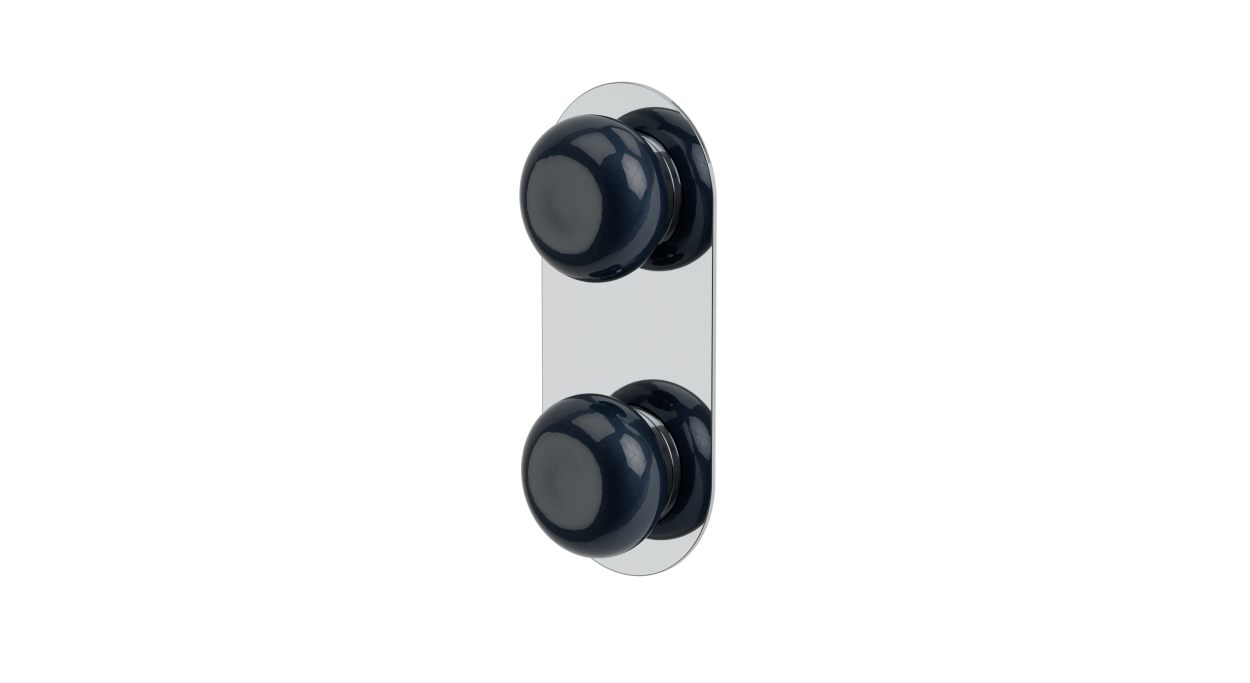 Foundry Two Handle Wall Mount Shower Trim with Pebble Ceramic Knob Handles in Polished Chrome