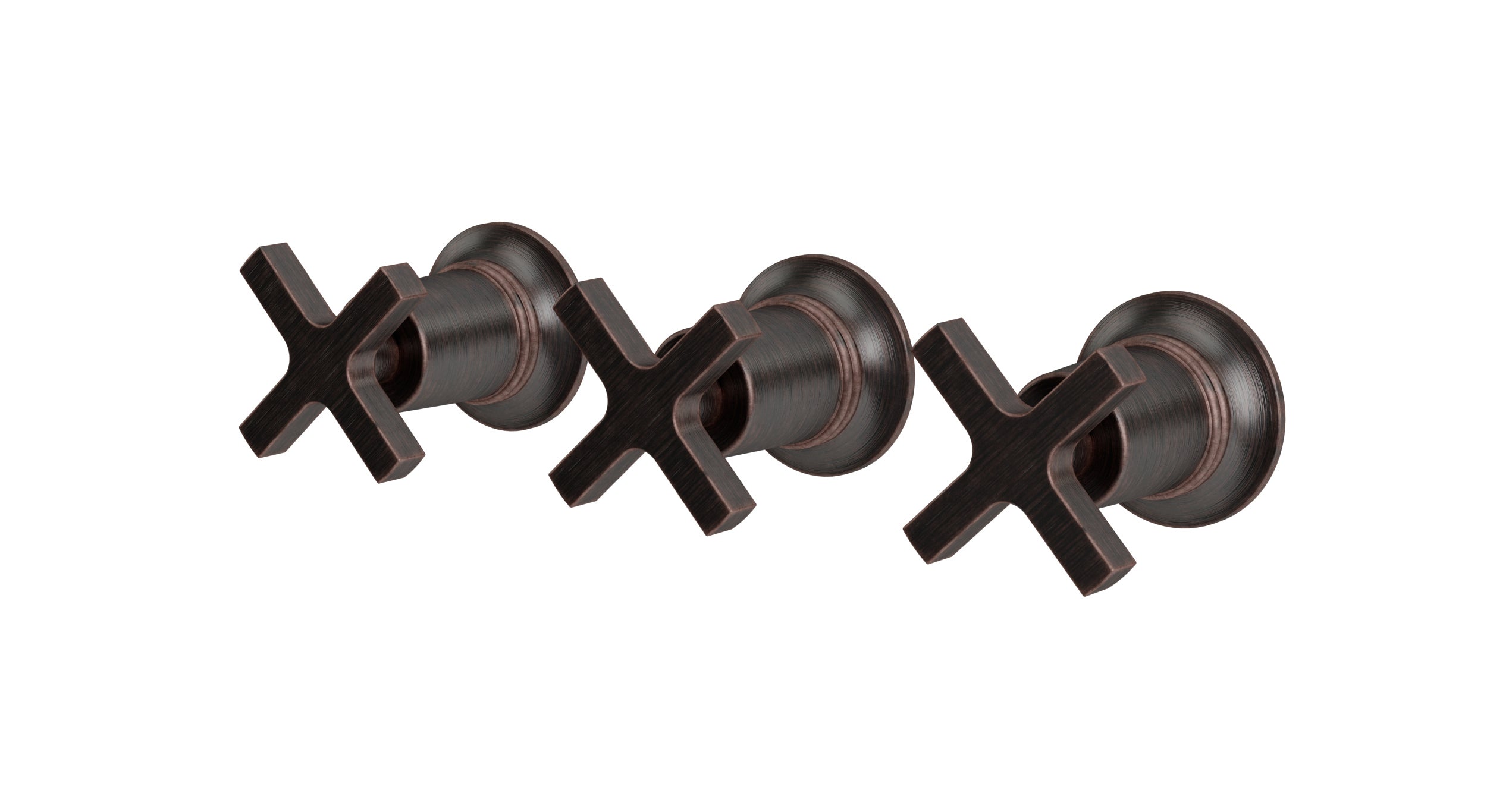 Emerson Three Handle Wall Mount Bath Trim with Diverter/Volume Control and Classic Cross Handles in Antique Bronze