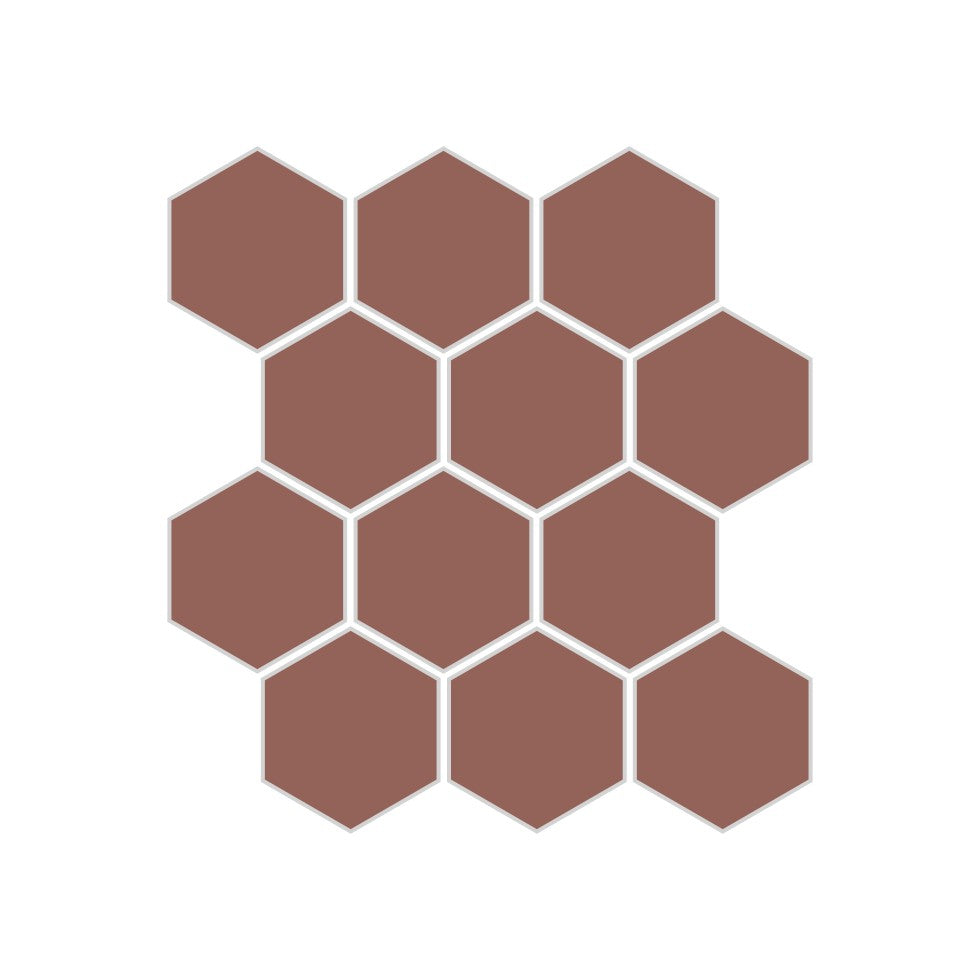 2" Hexagon Sheeted Original Ceramic Mosaic Tile in Mauve Matte