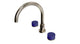Foundry Two Handle Deck Mount Gooseneck Bath Trim with Groove Ceramic Knob Handles in Polished Nickel