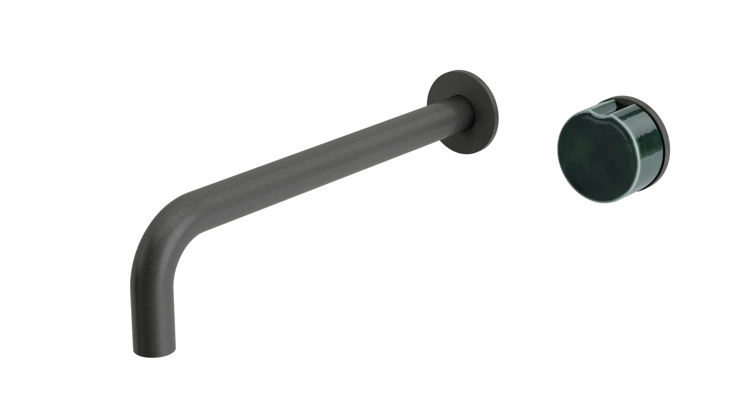 Foundry One Handle Wall Mount 10" Lavatory Faucet with Groove Ceramic Knob Handle in Blackened Nickel