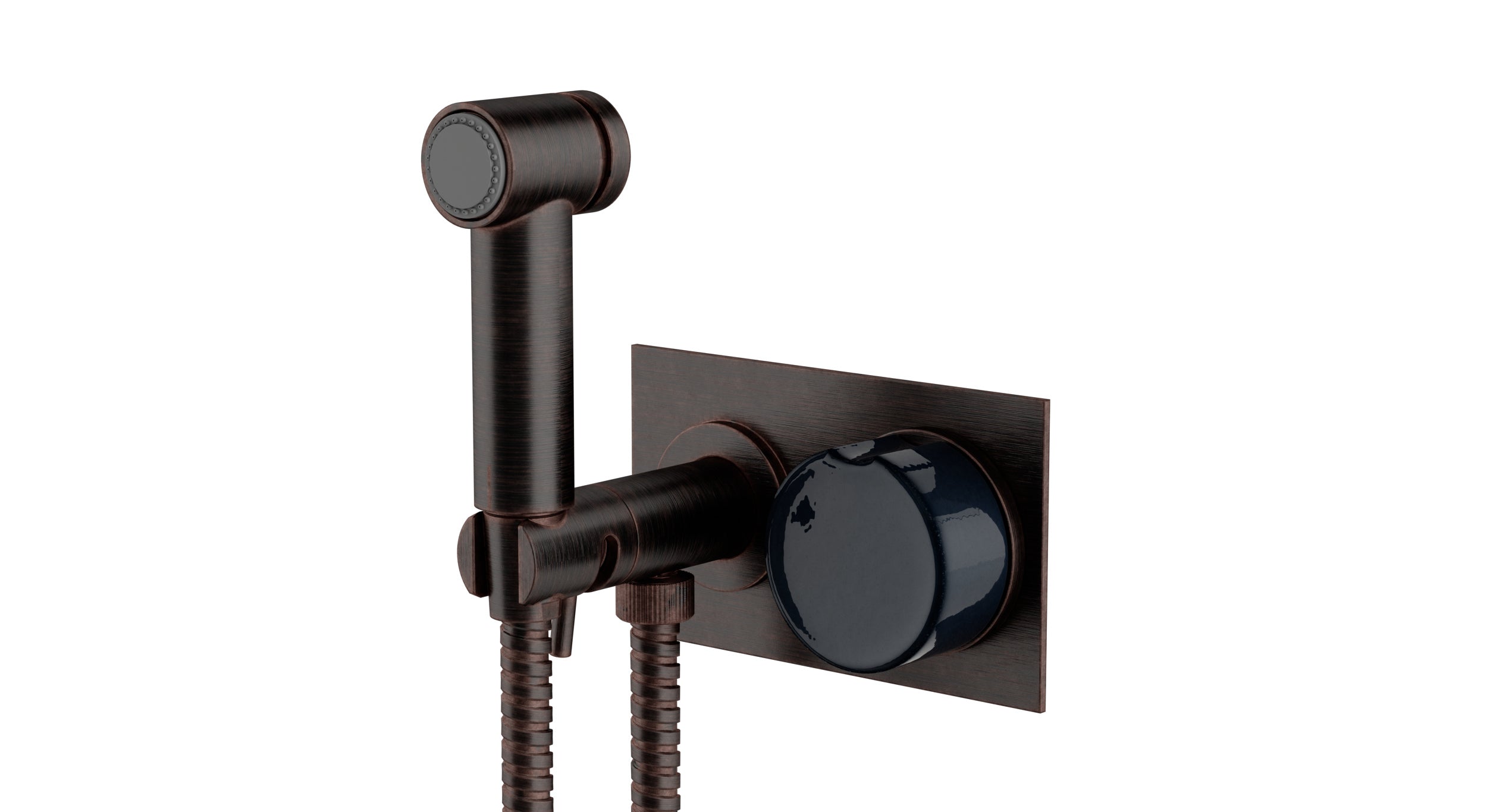 Foundry One Handle Wall Mount Bidet Trim with Groove Ceramic Knob Handle in Antique Bronze