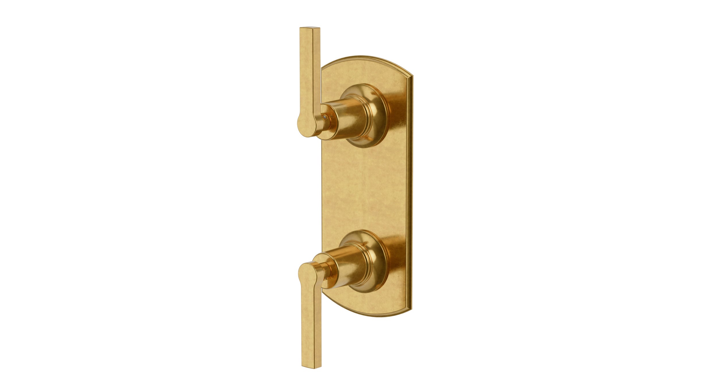 Emerson Two Handle Wall Mount Shower Trim with Classic Lever Handles in French Brass