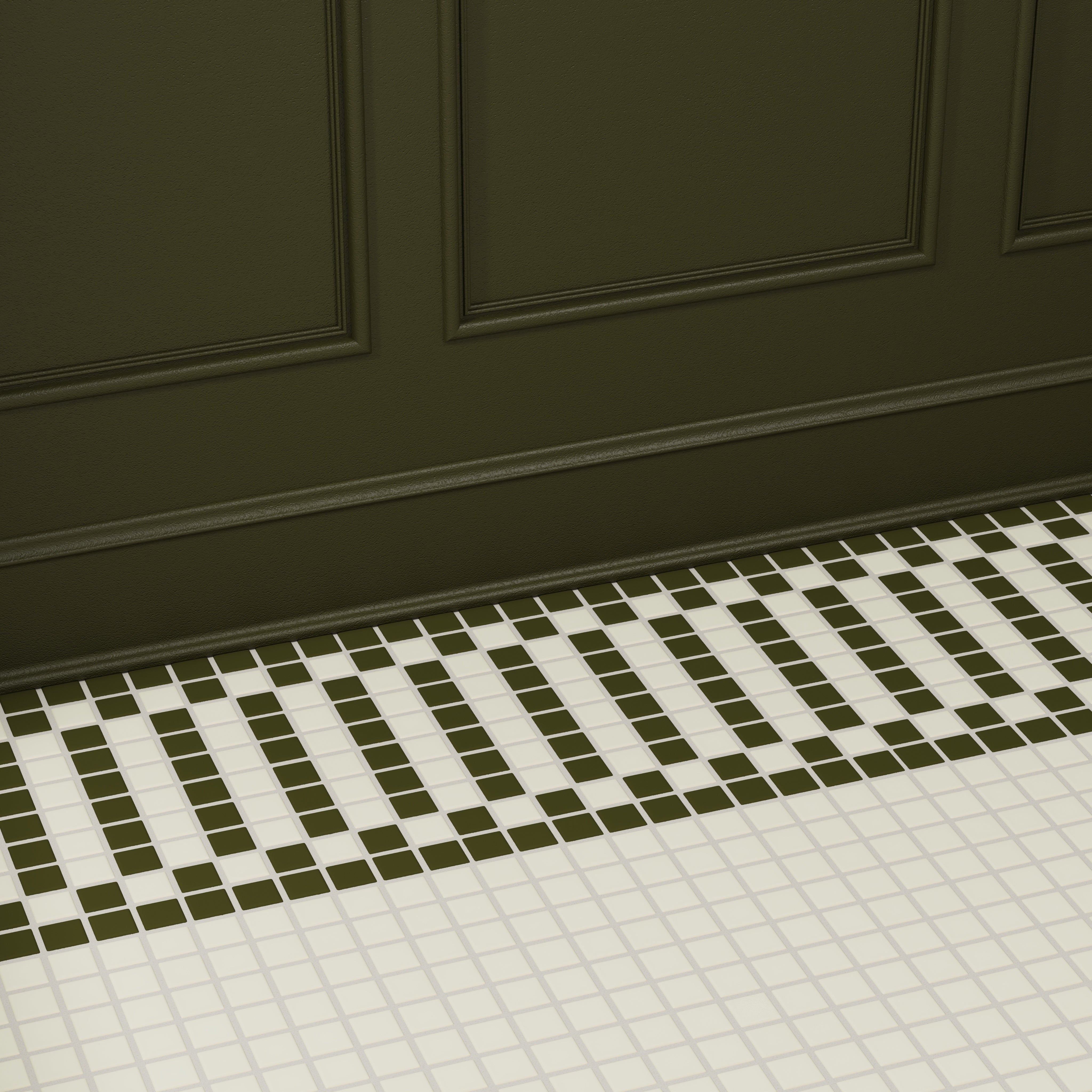 1x1 Ribbon Border Sheeted Original Ceramic Tile in Celadon Matte