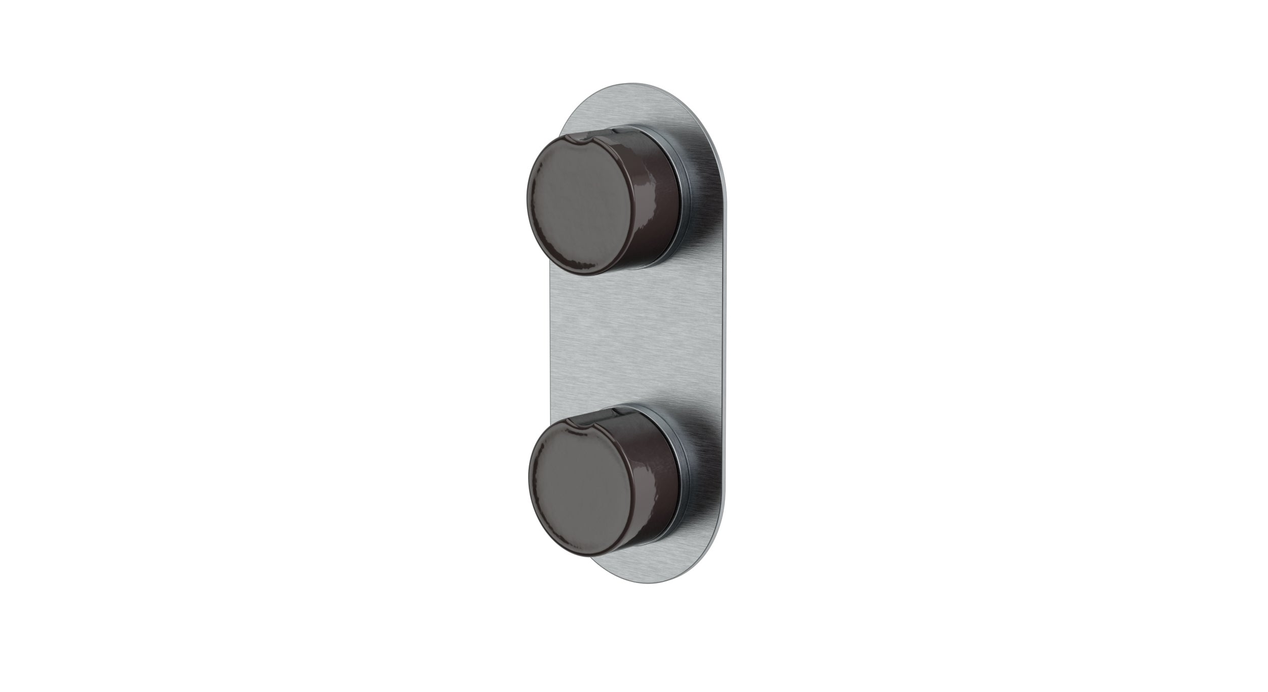 Foundry Two Handle Wall Mount Shower Trim with Groove Ceramic Knob Handles in Satin Chrome