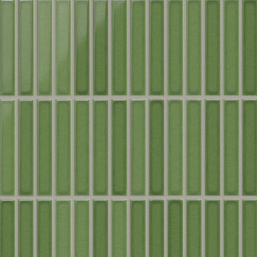 1x6 Straight Set Sheeted Original Ceramic Mosaic Tile in Kelp Gloss