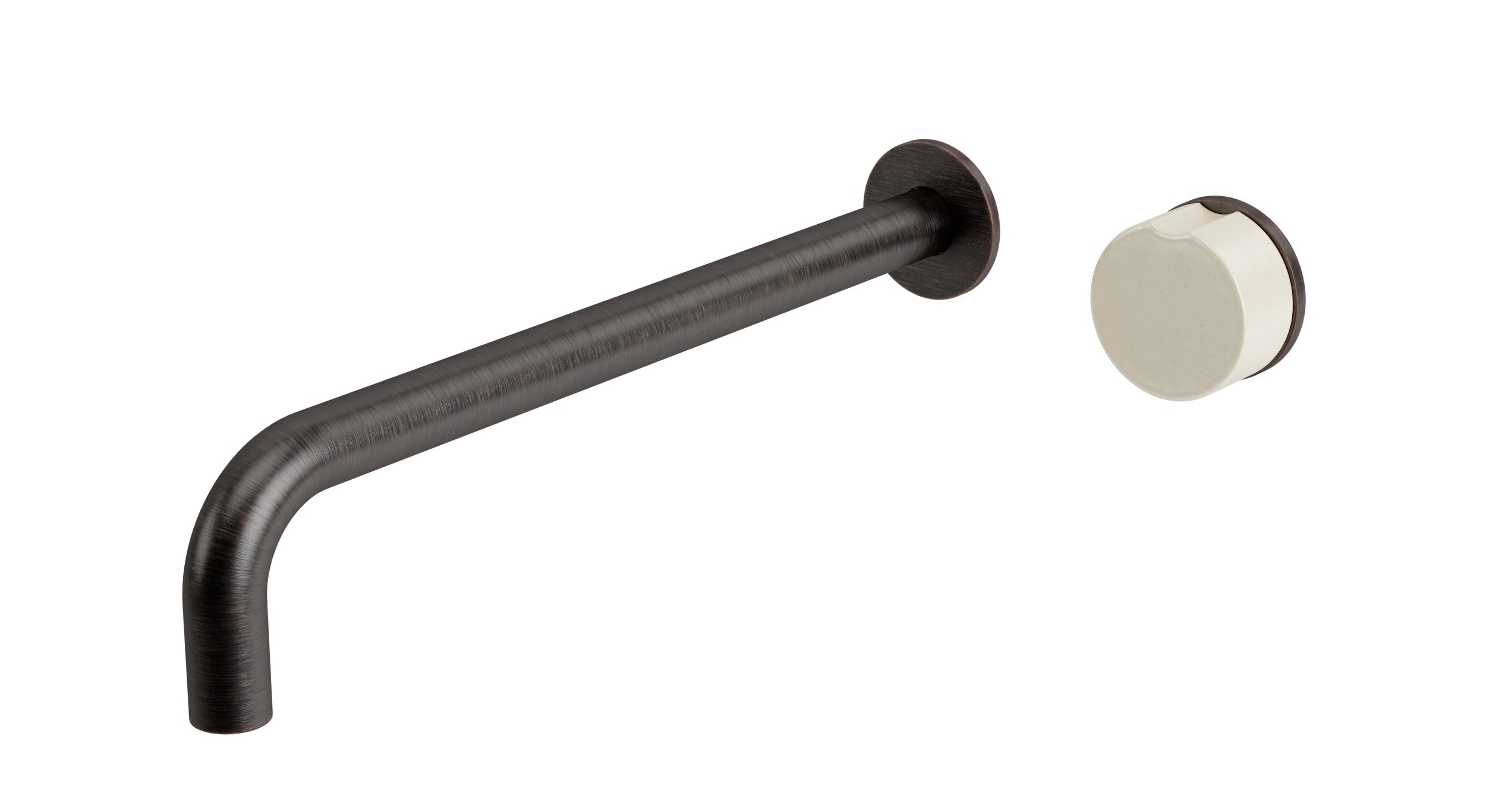Foundry One Handle Wall Mount 12" Lavatory Faucet with Groove Ceramic Knob Handle in Antique Bronze