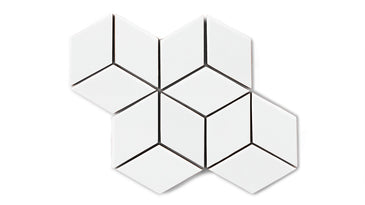 Small Diamond Sheeted - Escher Original Ceramic Mosaic Tile in Calcite Gloss