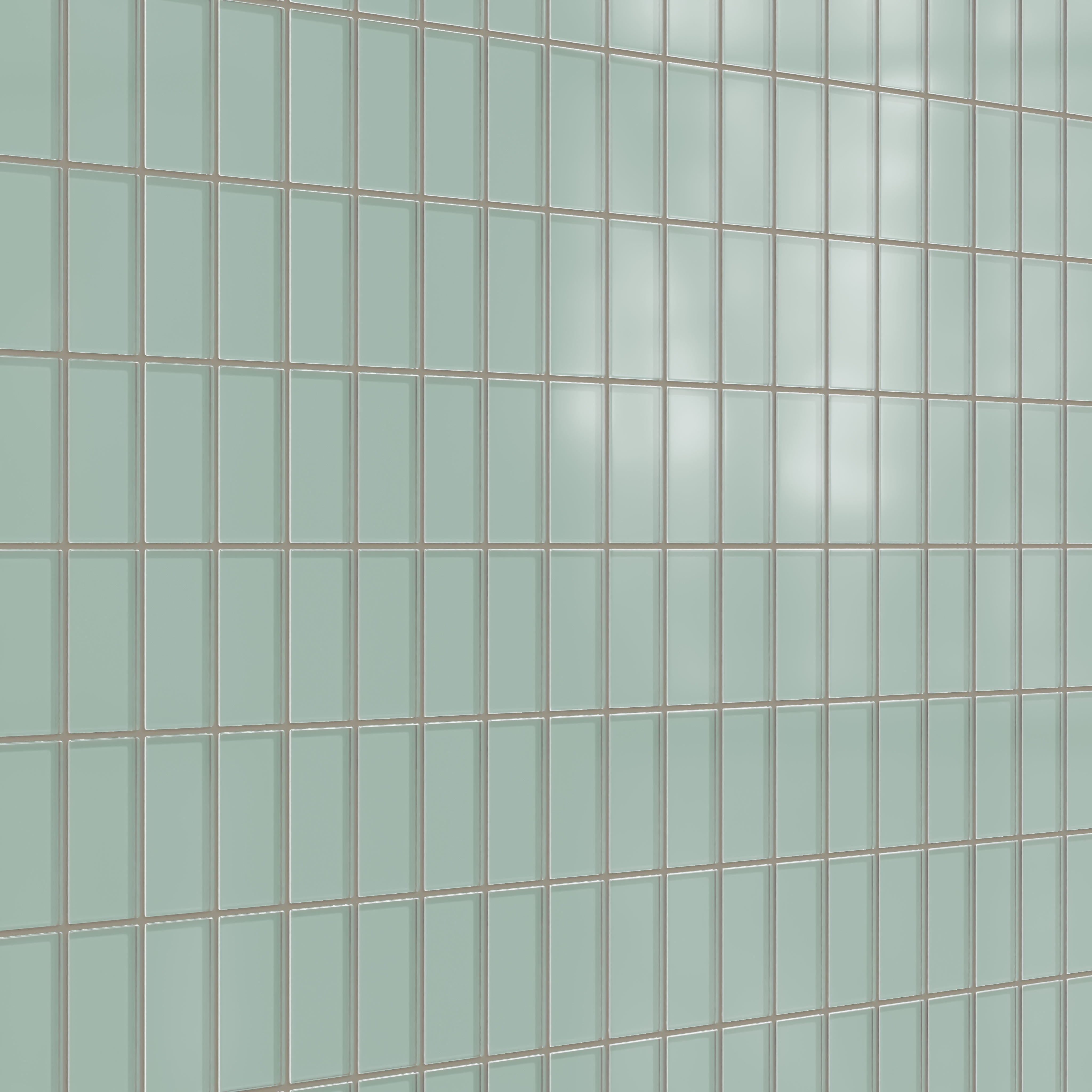 2x4 Straight Set Sheeted Glass Mosaic Tile in Kingfisher Matte