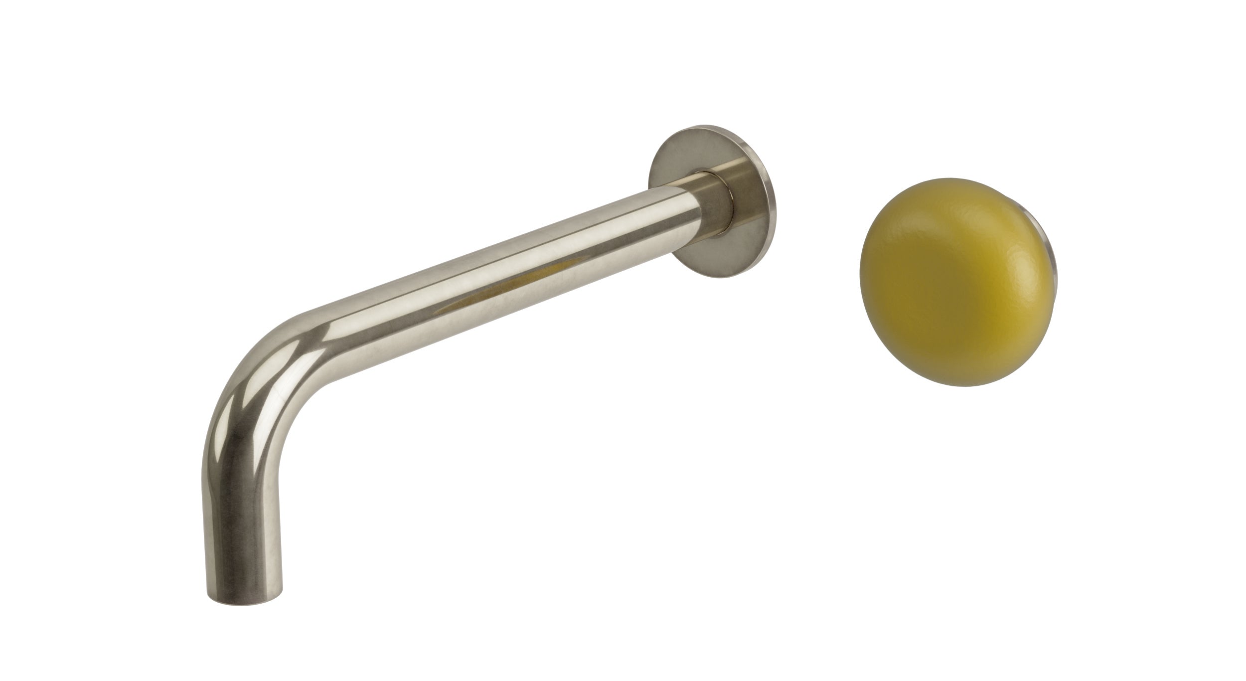 Foundry One Handle Wall Mount 7.5" Lavatory Faucet with Pebble Ceramic Knob Handle in French Nickel