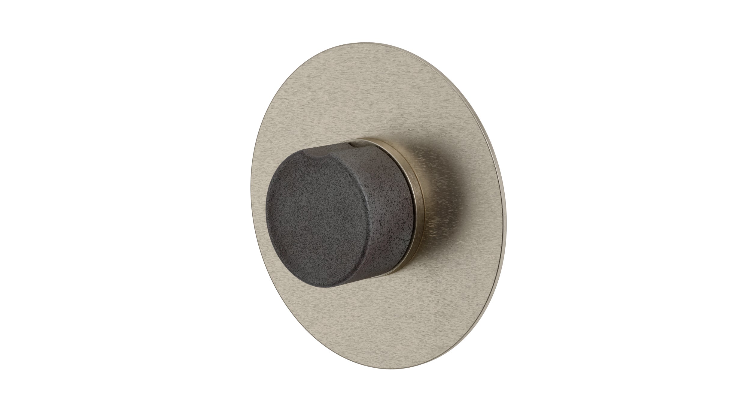 Foundry One Handle Wall Mount Shower Trim with Groove Ceramic Knob Handle in Satin Nickel