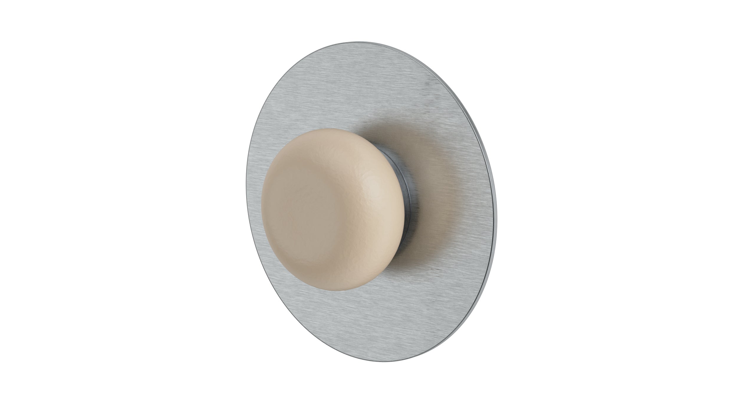 Foundry One Handle Wall Mount Shower Trim with Pebble Ceramic Knob Handle in Satin Chrome