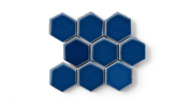 3" Hexagon Sheeted Original Ceramic Mosaic Tile in Lake Tahoe Gloss