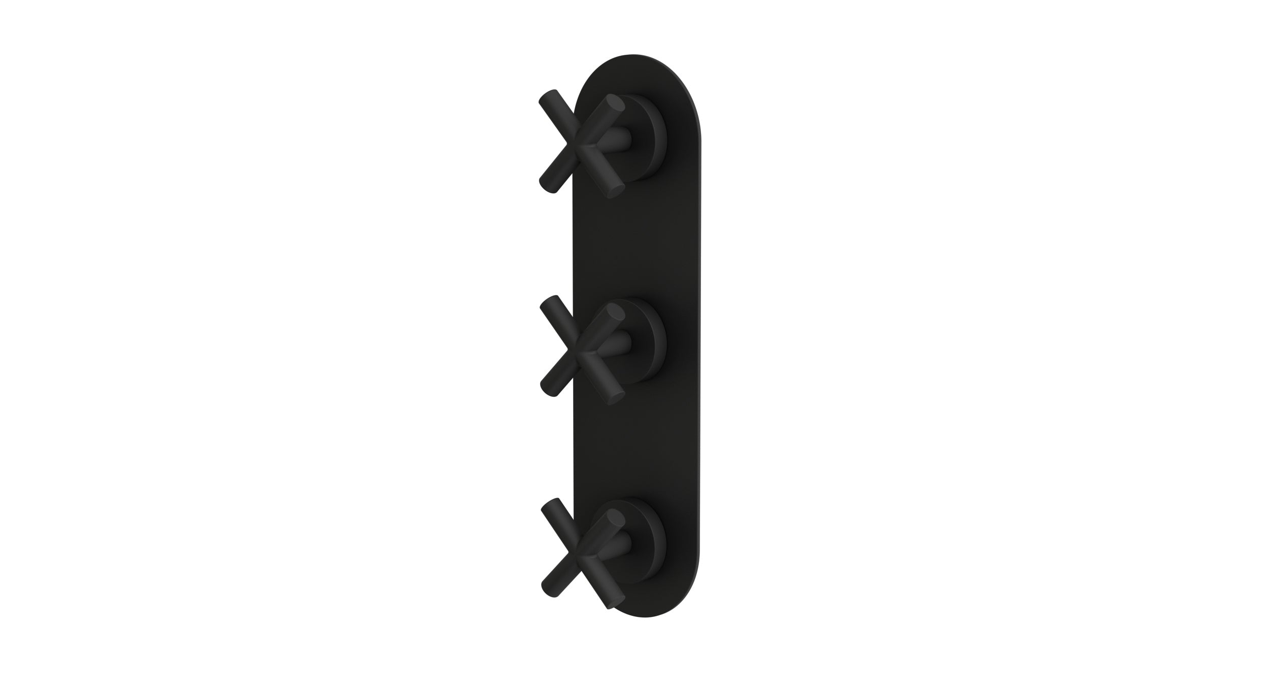 Contour Three Handle Wall Mount Shower Trim with Soft Cross Handles in Matte Black