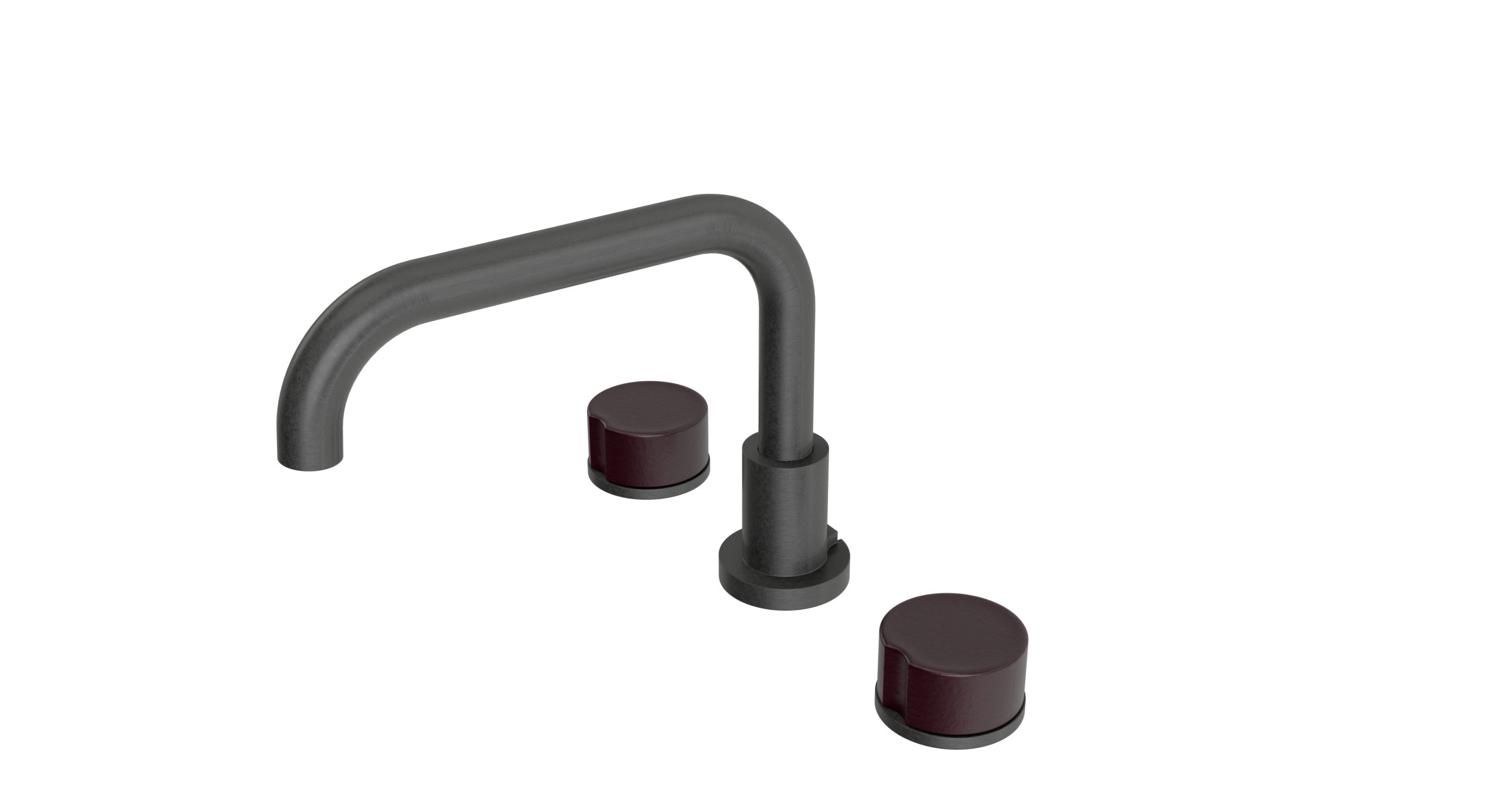 Foundry Two Handle Deck Mount Squaretop Bath Trim with Groove Ceramic Knob Handles in Blackened Nickel