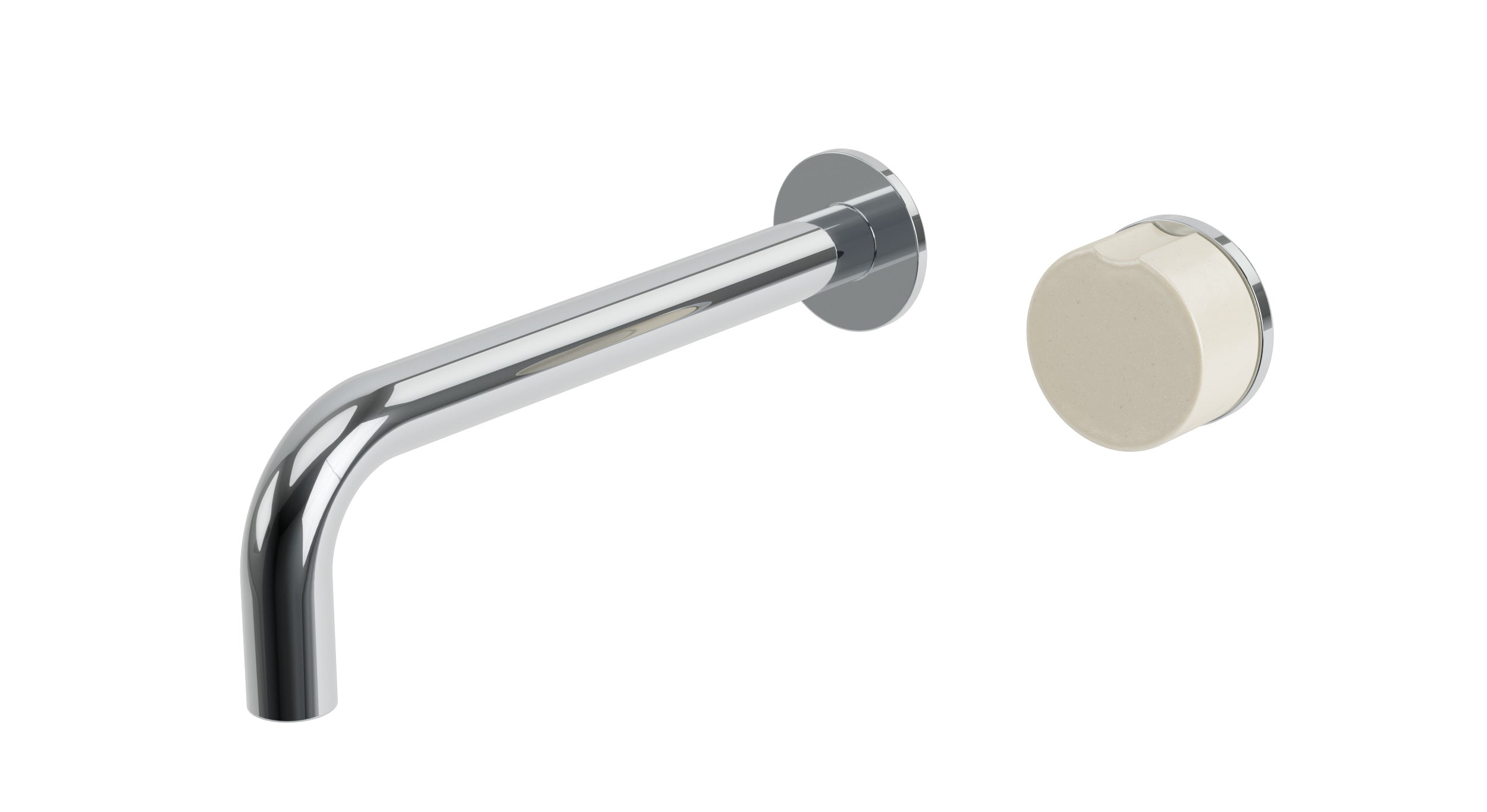 Foundry One Handle Wall Mount 7.5" Lavatory Faucet with Groove Ceramic Knob Handle in Polished Chrome