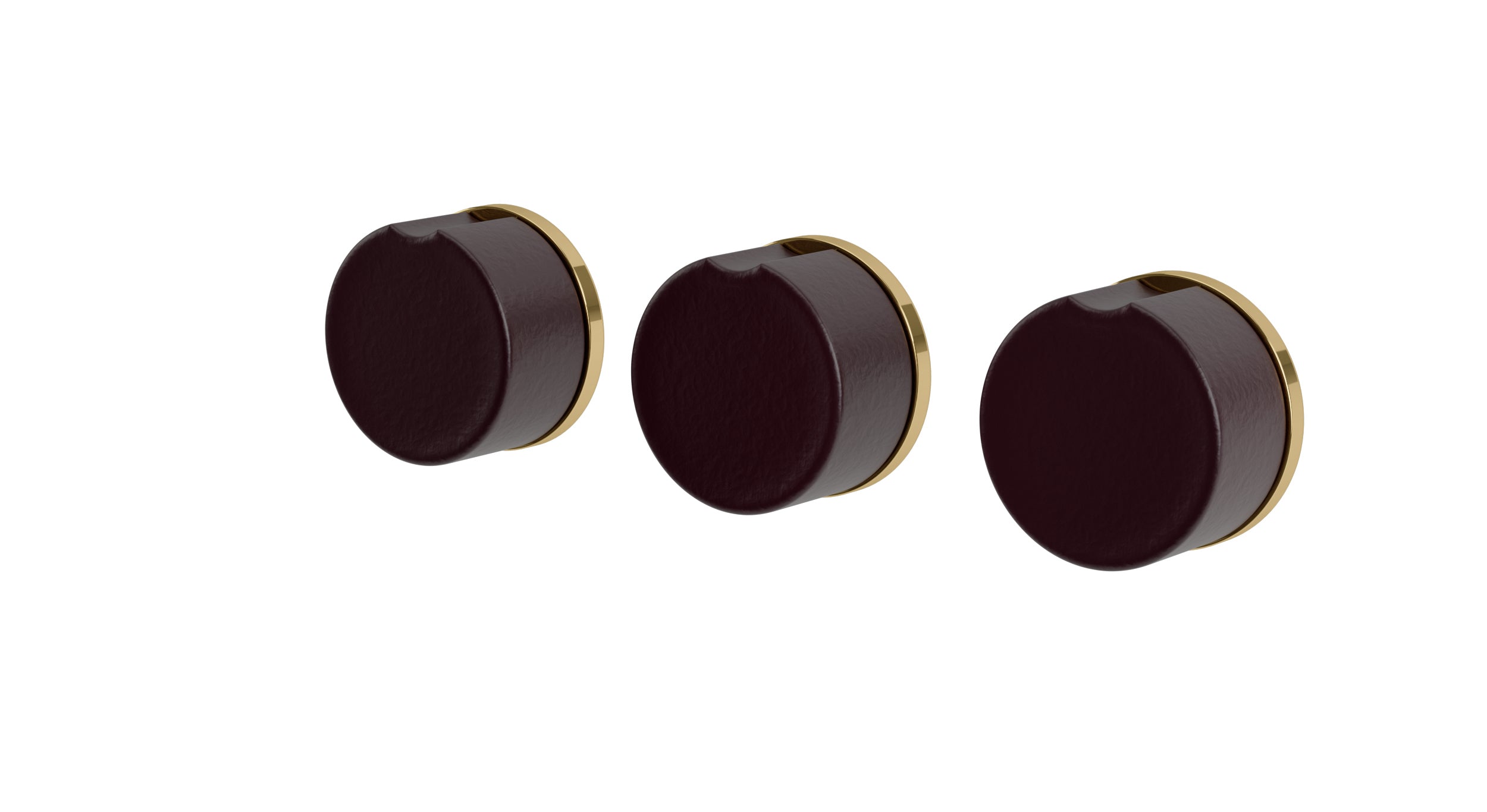 Foundry Three Handle Wall Mount Bath Trim with Diverter/Volume Control and Groove Ceramic Knob Handles in Polished Brass
