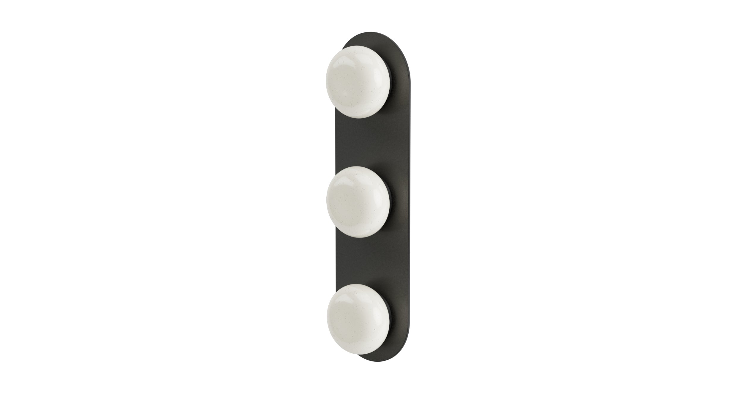 Foundry Three Handle Wall Mount Shower Trim with Pebble Ceramic Knob Handles in Blackened Nickel