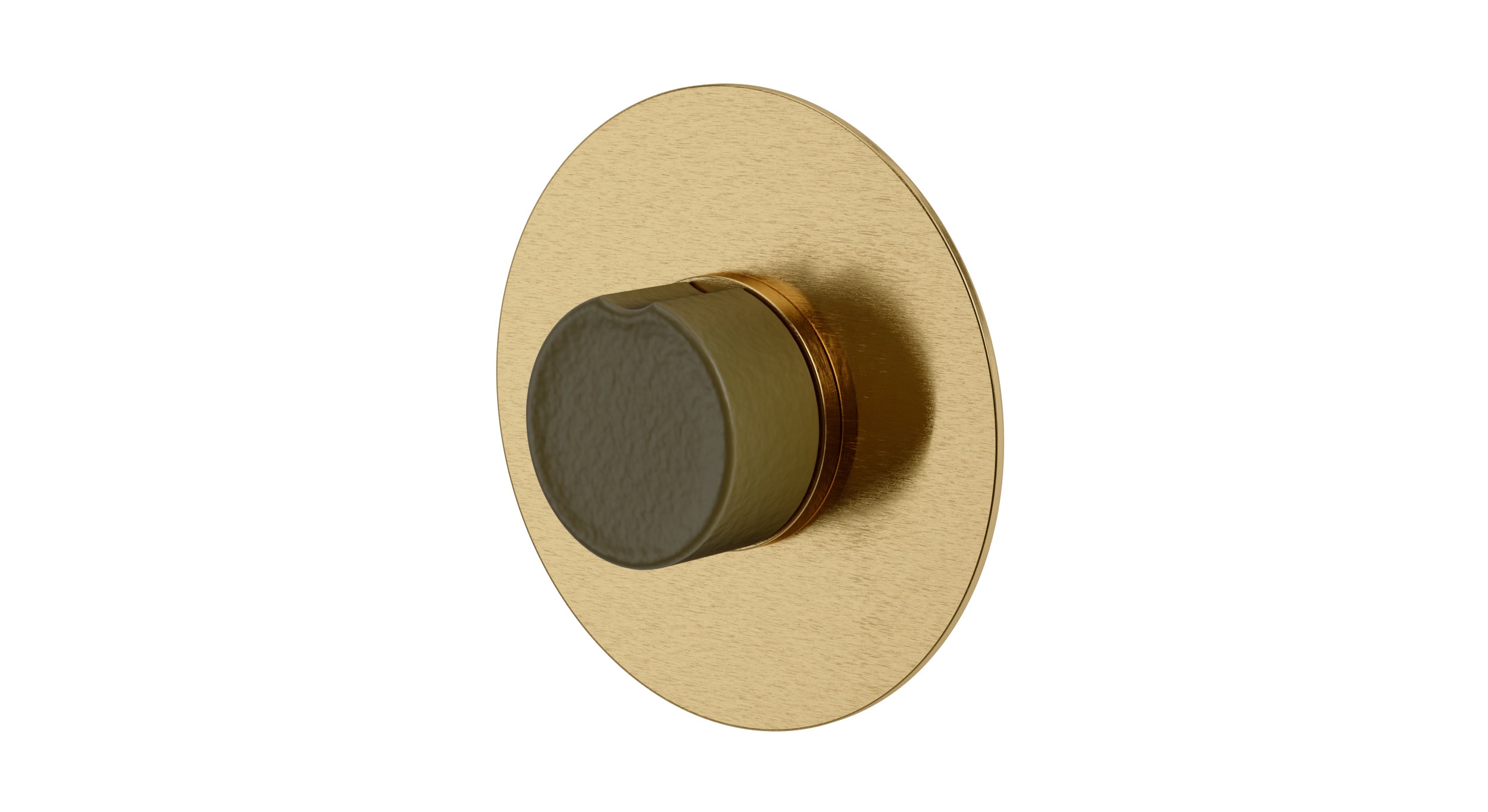 Foundry One Handle Wall Mount Shower Trim with Groove Ceramic Knob Handle in Satin Brass