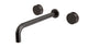Foundry Two Handle Wall Mount 12" Lavatory Faucet with Barrel Knob Handles in Antique Bronze
