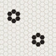 1" Hexagon Double Daisy Sheeted Original Ceramic Tile in Calcite Matte & Raven Matte