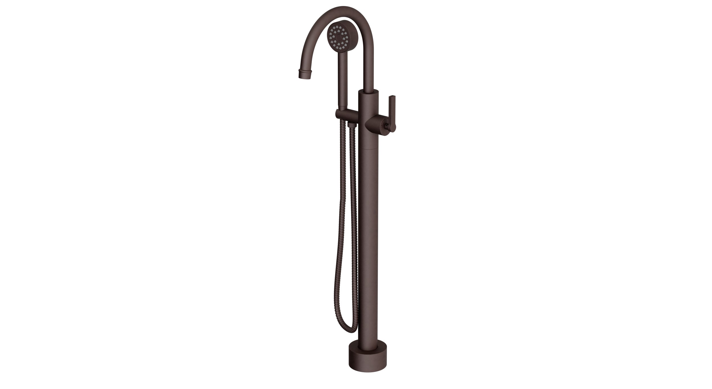 Emerson One Handle Floor Mount Gooseneck Bath Trim with Hand Shower and Classic Lever Handle in Architectural Copper