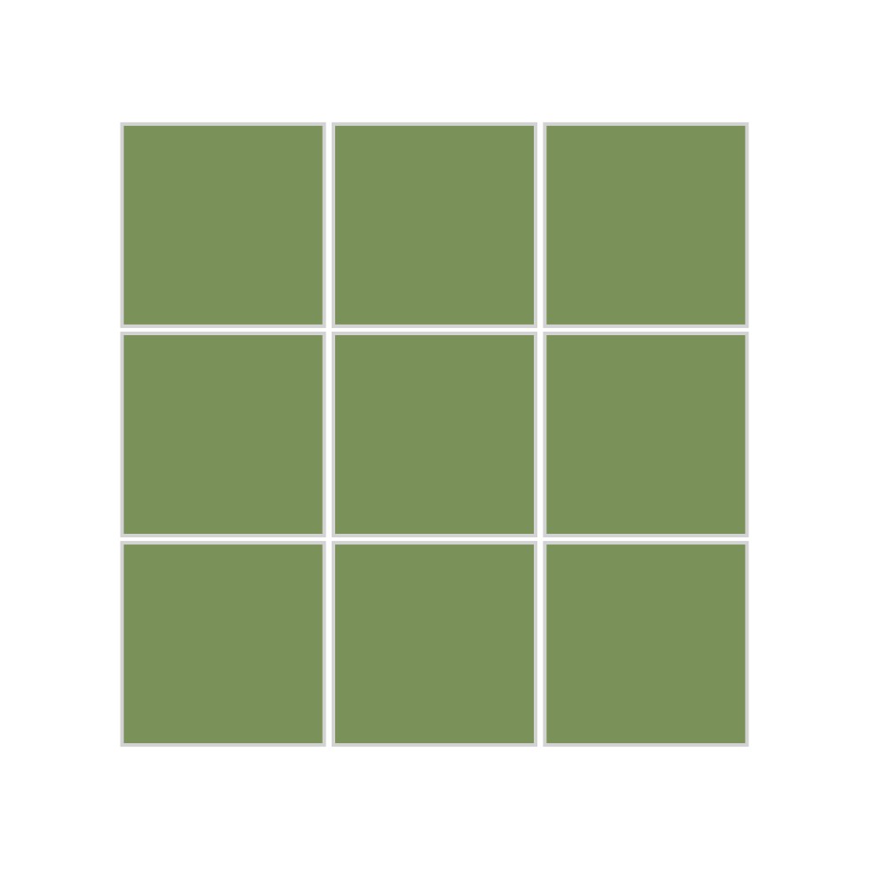 3x3 Straight Set Sheeted Original Ceramic Mosaic Tile in Kelp Matte
