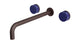 Foundry Two Handle Wall Mount 12" Lavatory Faucet with Groove Ceramic Knob Handles in Architectural Copper