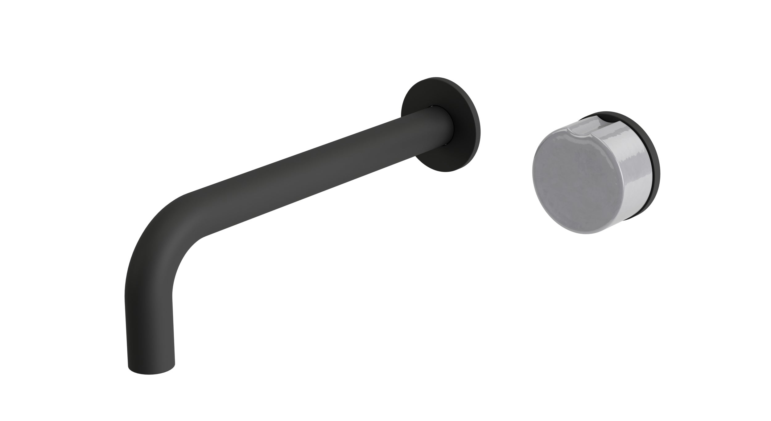Foundry One Handle Wall Mount 7.5" Lavatory Faucet with Groove Ceramic Knob Handle in Matte Black