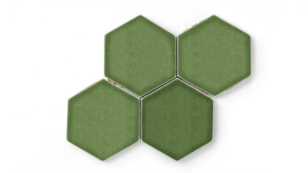6" Hexagon Original Ceramic Tile in Kelp Gloss