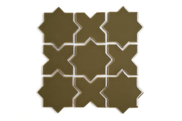 Mini Star & Cross Original Ceramic Tile in Chaparral Gloss