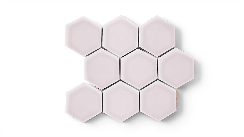 3" Hexagon Sheeted Original Ceramic Mosaic Tile in Evening Glow Gloss