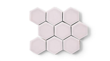 3" Hexagon Sheeted Original Ceramic Mosaic Tile in Evening Glow Gloss