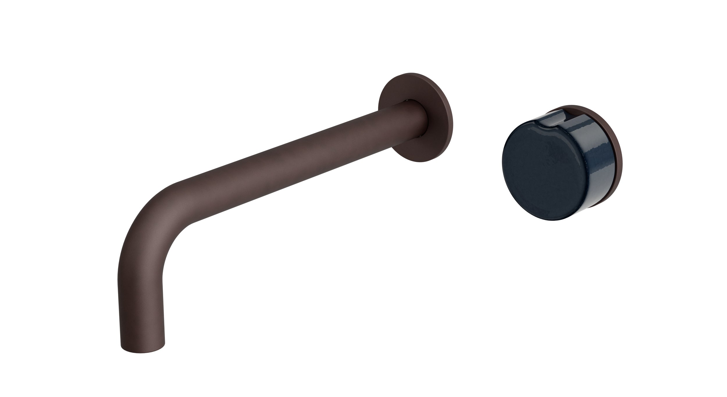 Foundry One Handle Wall Mount 7.5" Lavatory Faucet with Groove Ceramic Knob Handle in Architectural Copper